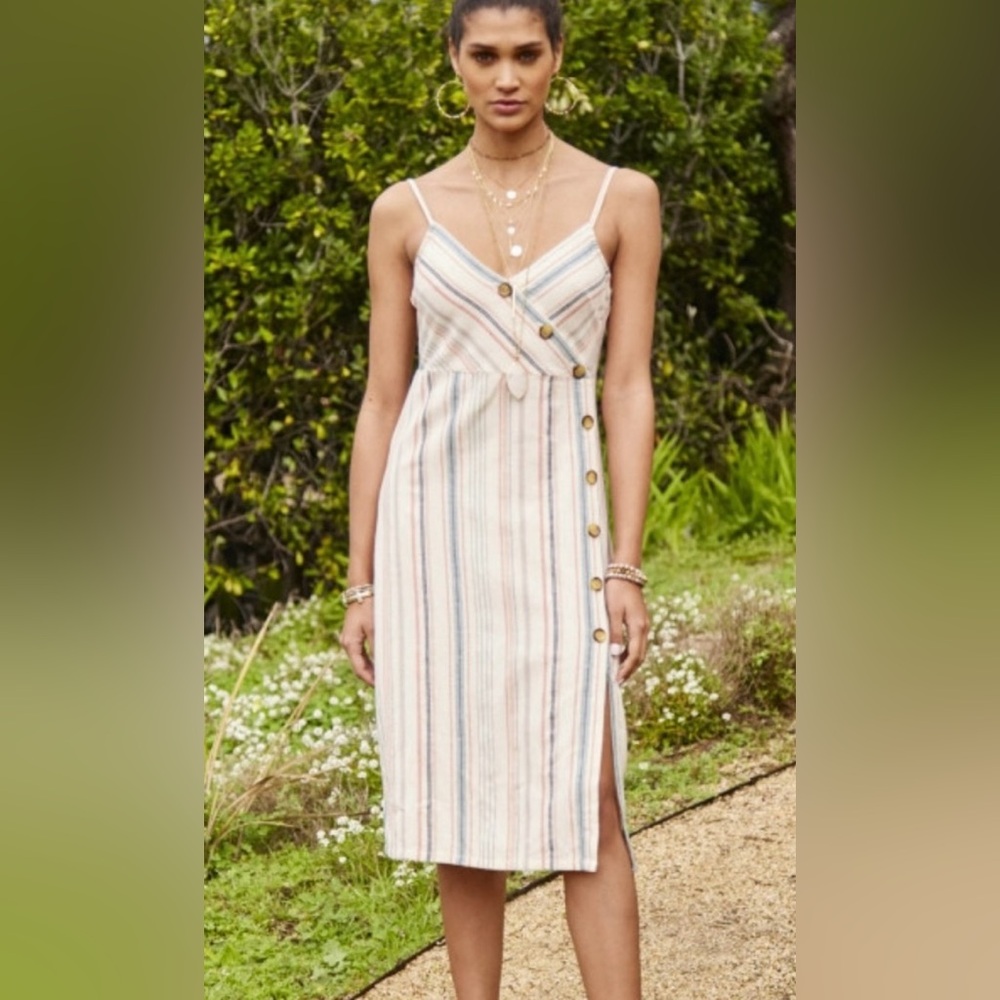 Altar'd State Dresden Midi Striped Dress Sz S Western Coastal Cowgirl Boho Chic